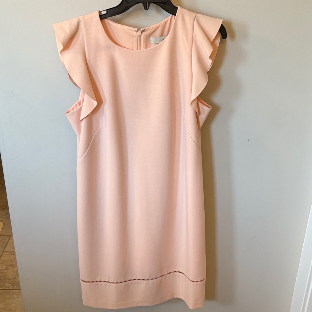 LOFT Pink Ruffle Sleeve Dress